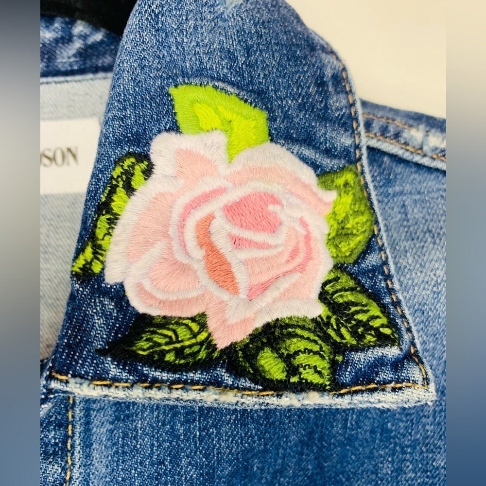 Hudson Jeans The Classic Rose Embroidered Denim Jacket Size XS! - Picture 6 of 12